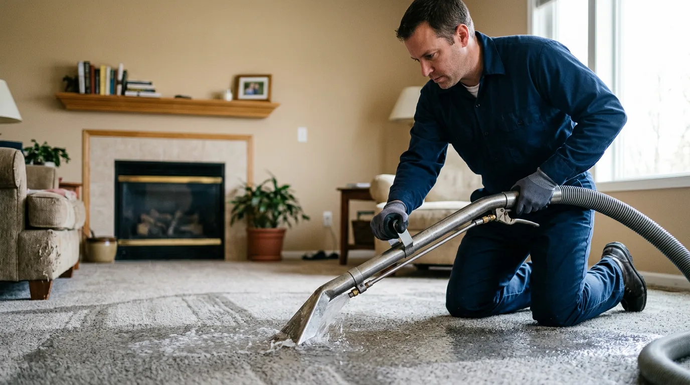 Water damage restoration technician working near White Oak, WV